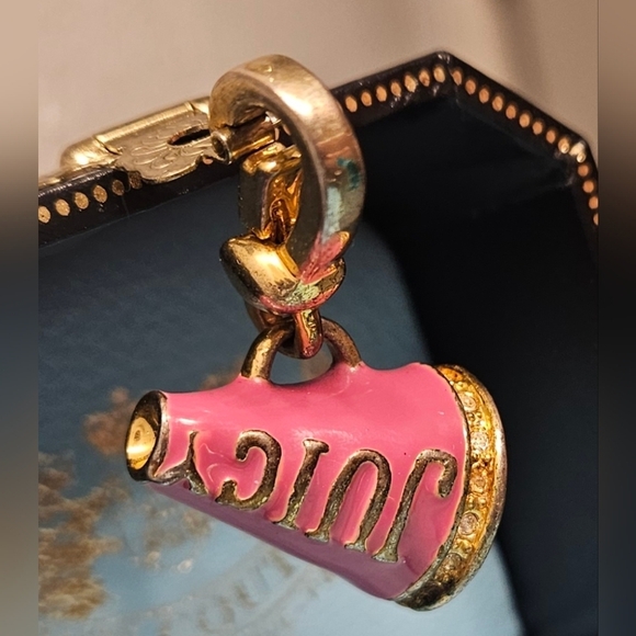 Juicy Couture Gold Pink Pave Cheerleader Megaphone Charm Bracelet Cheer Jewelry - Picture 5 of 14